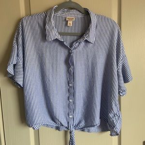Striped button down crop top